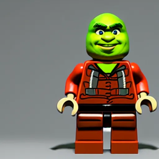 Prompt: shrek as a lego minifigure