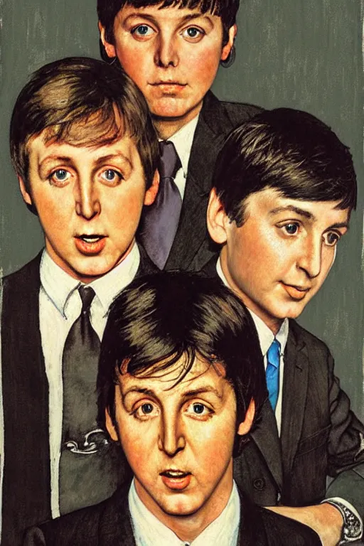 Image similar to portrait of Paul McCartney (1965), by Norman Rockwell