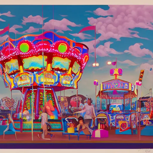 Image similar to painting of a funfair, by rik oostenbroek, james jean, amy sol