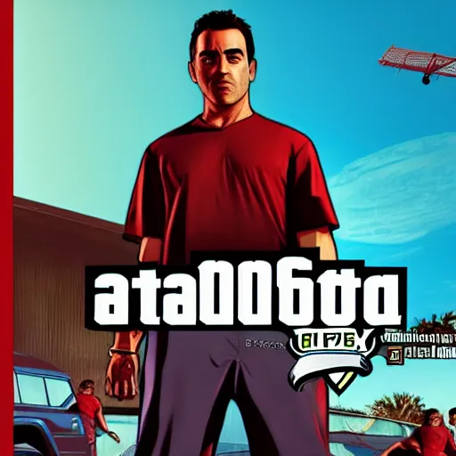 Prompt: Xavi Hernandez in GTA V cover art