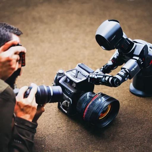 Image similar to fight between robot and photographer