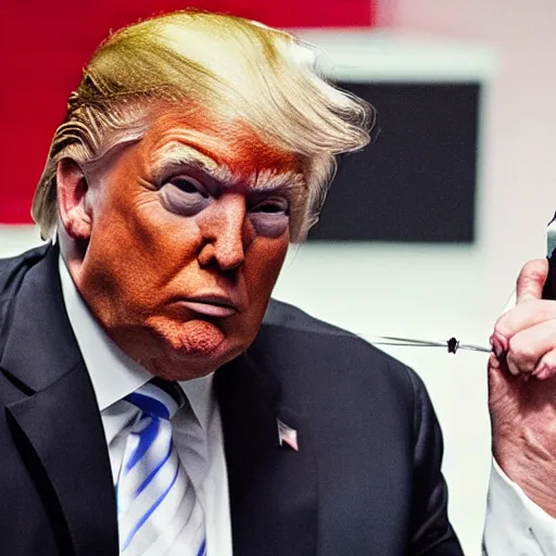 Image similar to donald trump with an iv drip