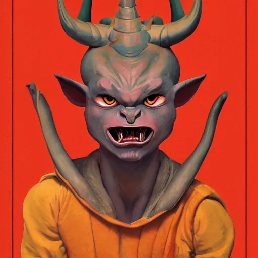 Prompt: a stylized minimalist icon of a horned demon tarot card by cory loftis and jesper ejsing and zdzisław beksinski and norman rockwell and greg rutkowski weta studio and lucasfilm behance hd global illumination - c 1 0