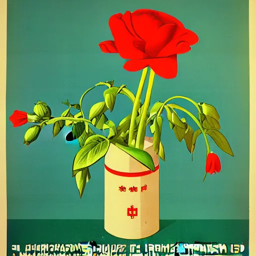 Image similar to soviet propaganda poster of phrase'tend to the flowers ', socialist realism