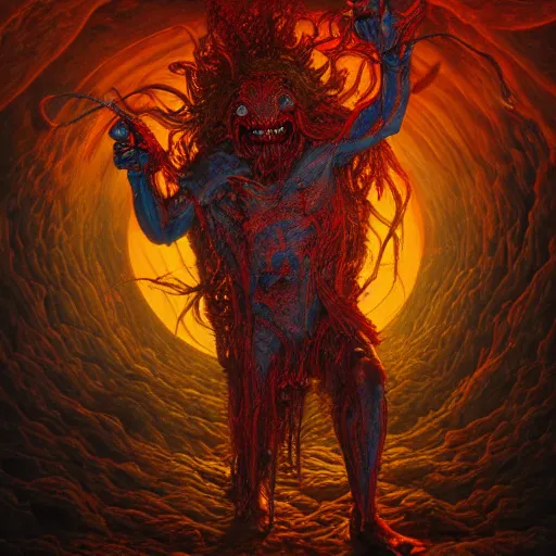 Image similar to photorealistic demonic cheeseburger in the style of michael whelan and gustave dore. hyperdetailed photorealism, 1 0 8 megapixels, amazing depth, glowing rich colors, powerful imagery, psychedelic overtones, 3 d finalrender, 3 d shading, cinematic lighting, artstation concept art