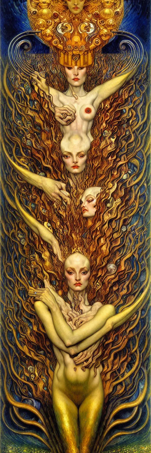 Image similar to Divine Chaos Engine by Karol Bak, Jean Delville, William Blake, Gustav Klimt, and Vincent Van Gogh, symbolist, visionary