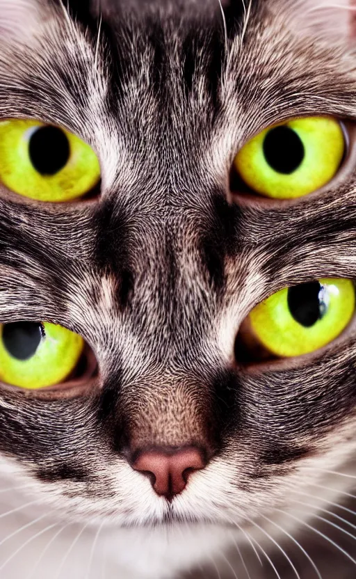 Prompt: Cat with abnormally large eyes and laser vision, realistic, photo, 8K, detailed,