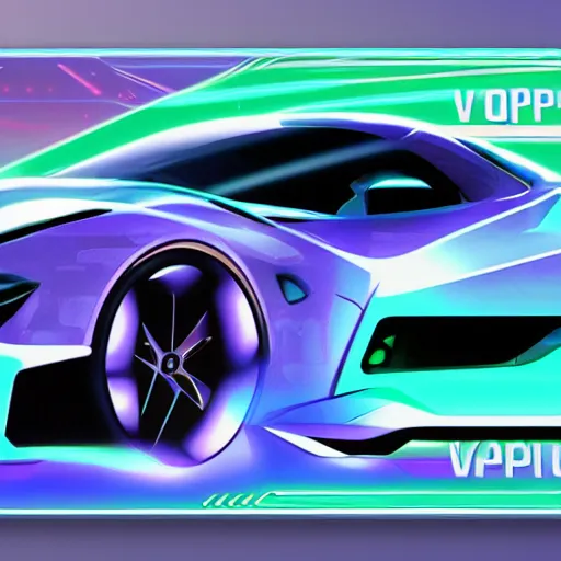 Image similar to vaporwave car concept, ui card