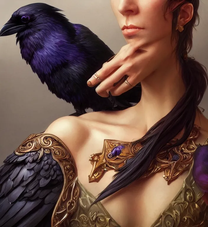 Image similar to perfectly - centered - portrait of a raven bird from league of legends, intricate, highly detailed, digital painting, artstation, concept art, smooth, sharp focus, illustration, unreal engine 5, 8 k, art by artgerm and greg rutkowski and alphonse mucha