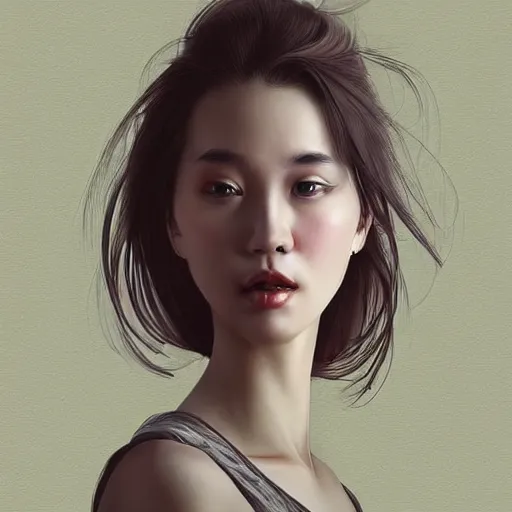 Prompt: digital full - body artwork portrait of a woman by the famous'kyuyong _ eom ', and kyuyong eom, trending on artstation, detailed and stylized