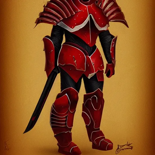 Image similar to knight armored in red, fantasy art, trending on artstation