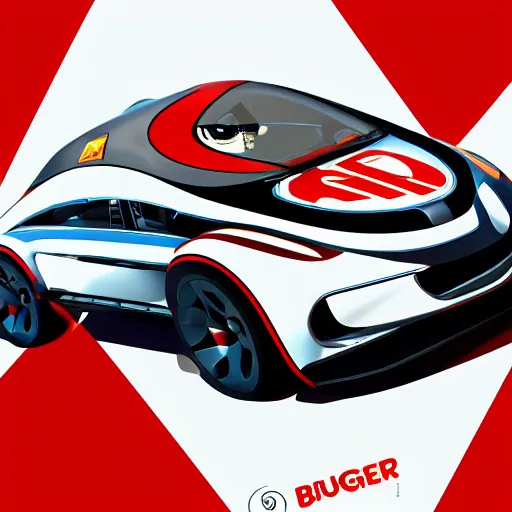 Prompt: concept car by burger king, bk colors, 4k, 8k, digital art