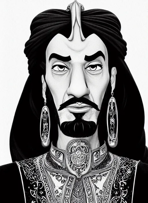 Image similar to highly detailed portrait of disney's jafar, magnificent, photographic realistic background, by james gilleard, by joe fenton, by kaethe butcher, trending on instagram, award winning details