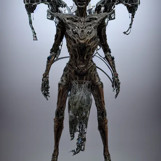 Image similar to machine elfs, abstract, decay, giger textures, ghostly figure, morphing skulls, bone and teeth with cosmic circuitry and futuristic technology rearranging body form, abstract, voodoo, ultra realistic, hyper realism, 1 2 k, epic, octane render, unreal engine, vfx, maya, alex grey