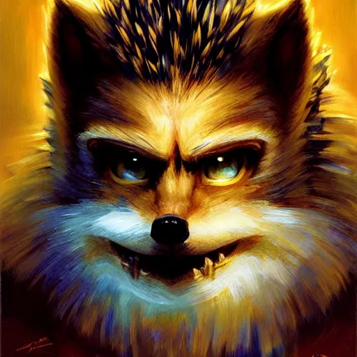 Image similar to a portrait of a super sonic the hedgehog. highly detailed painting by gaston bussiere, craig mullins, j. c. leyendecker, furry