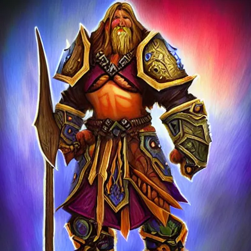 Image similar to a warrior from world of warcraft made out of colors