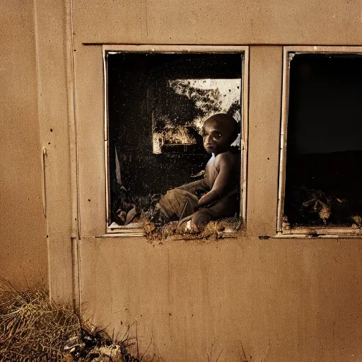 Image similar to photo of an dumpster throught the dirty window, photo by Pieter Hugo.