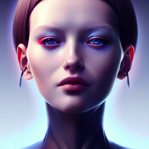 Image similar to a extremely detailed digital painting of a highly complex humanoid android woman with integrated cybernetic modifications, art by ilya kuvshinov, trending on cgsociety, computer art, ilya kuvshinov, artstation hd, artstation hq, photo realistic, hyperrealism, soft light, cinematography photo, ray tracing, unreal engine 5