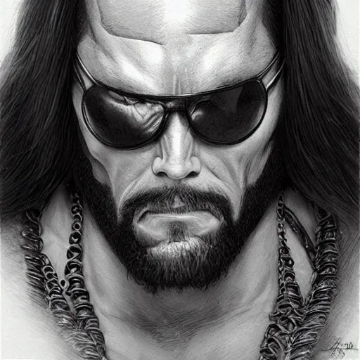 Image similar to amazing lifelike award winning pencil illustration of macho man Randy savage trending on art station artgerm Greg rutkowski cinematic