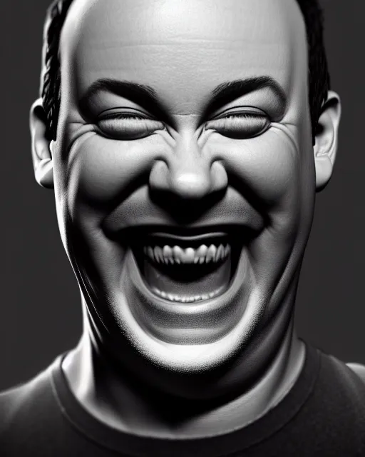 Image similar to a biomorphic portrait of dave matthews laughing, 4 k, octane high quality render