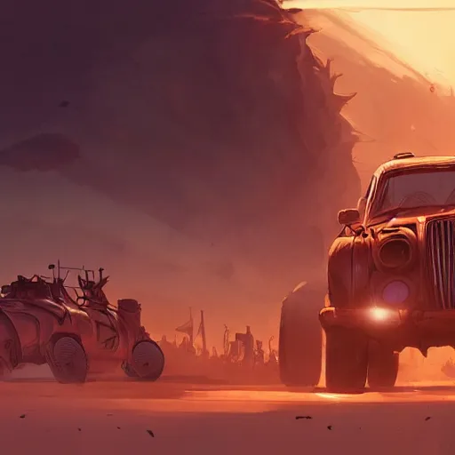 Image similar to hero world mad max, behance hd by jesper ejsing, by rhads, makoto shinkai and lois van baarle, ilya kuvshinov, rossdraws global illumination