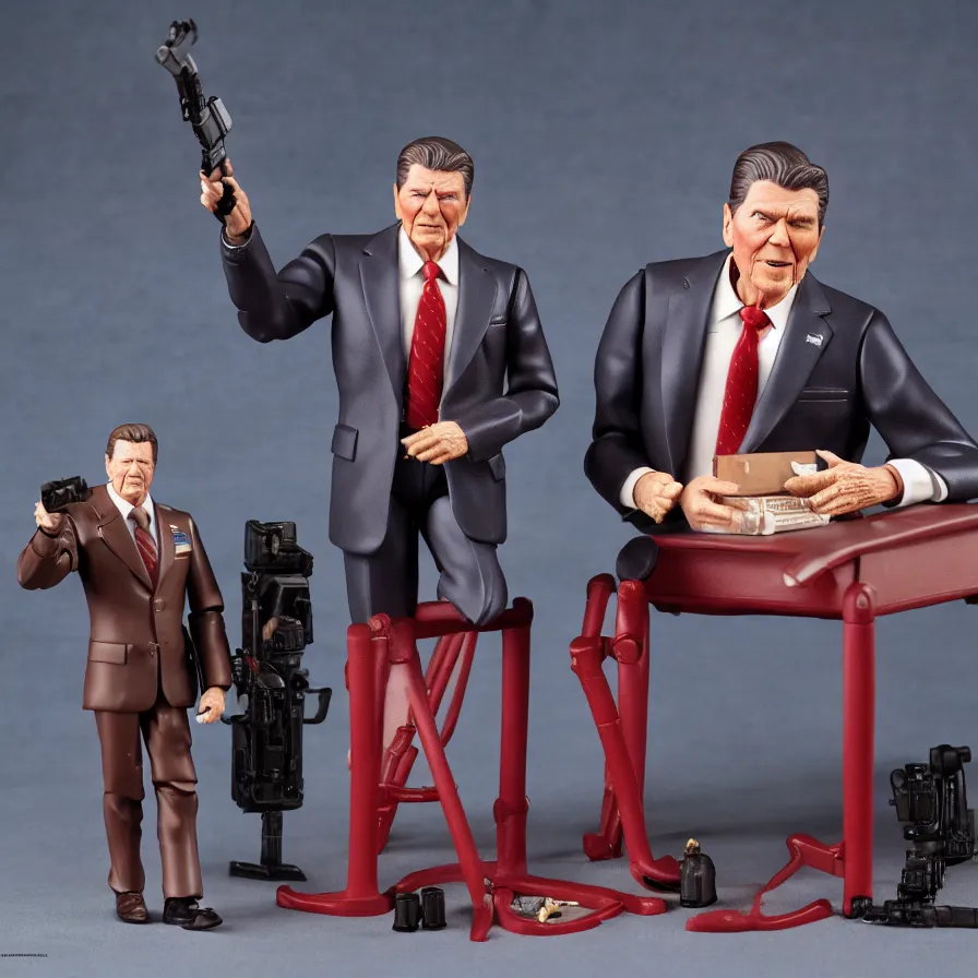 Image similar to ronald reagan hot toys action figure promo shots 4 k photography