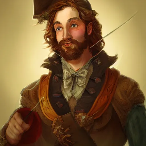 Image similar to french bard fantasy portrait, trending on artstation