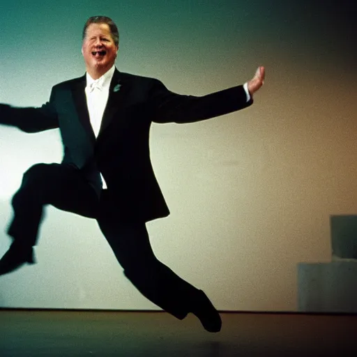 Image similar to Al Gore dancing his heart out. CineStill