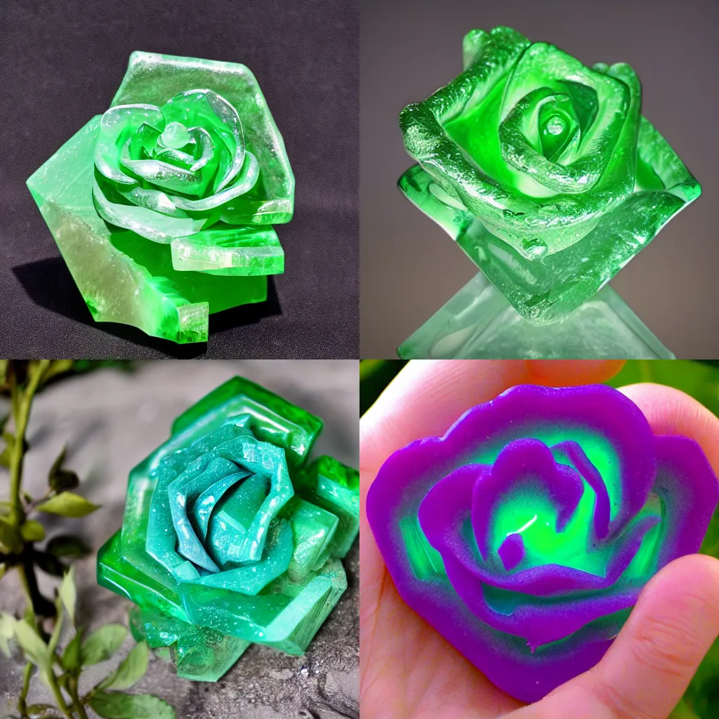 Prompt: rose made out of jadite