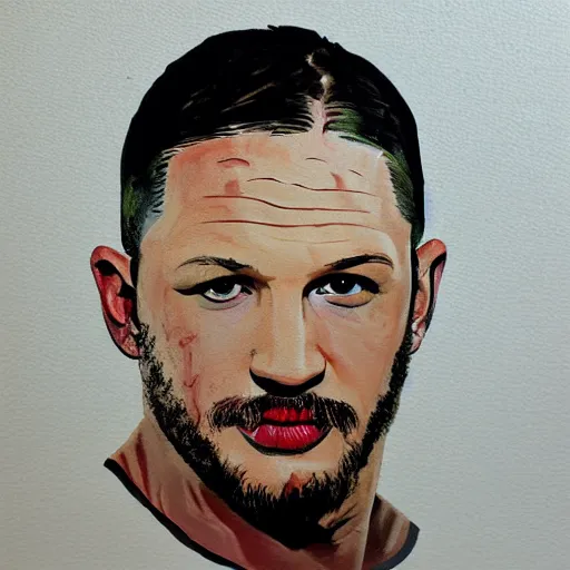 Prompt: painting of tom hardy in the style of abstract