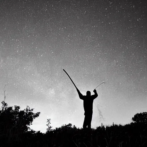 Image similar to man working in the field taking a break and looking at the blazar in the sky