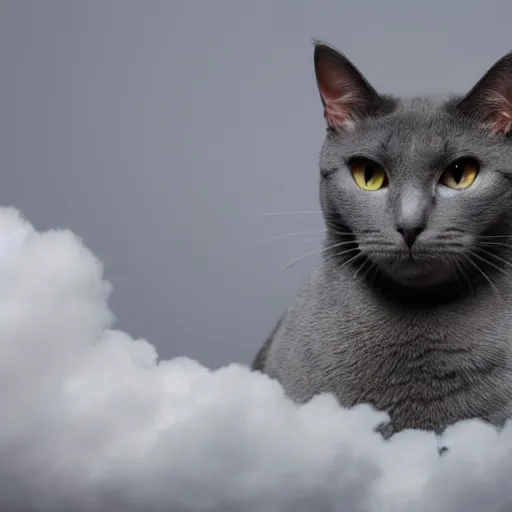 Image similar to a grey cat on a cloud