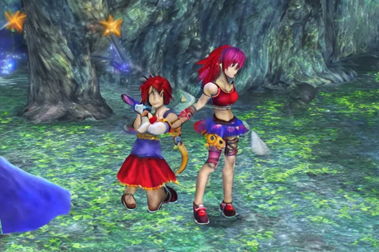 Prompt: a screenshot of chrono cross ps 5 remake