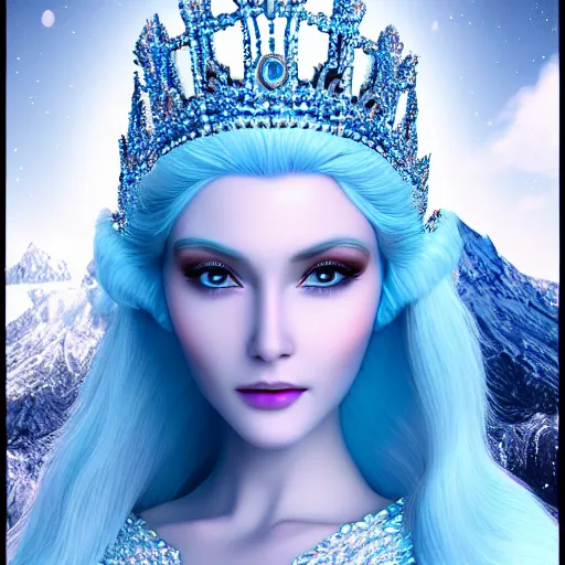 Image similar to photo of a real-life very beautiful! ice queen, highly detailed, 4k,