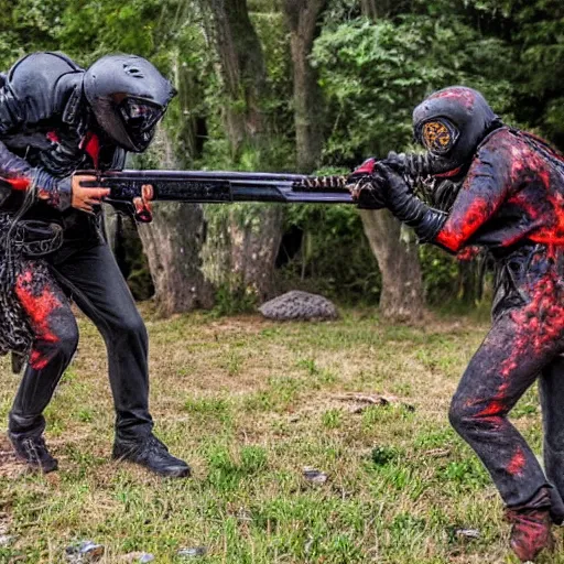 Prompt: a game of demonic paintball