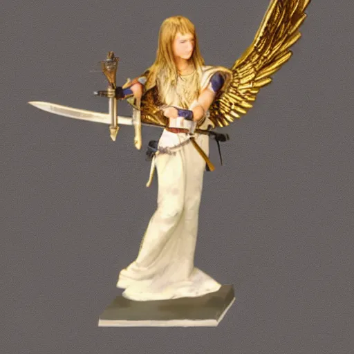 Prompt: full body photo of a female angelic warrior with holy weapons, highly detailed,