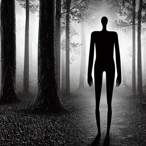 black and white tall skinny humanoid creature in a | Stable Diffusion