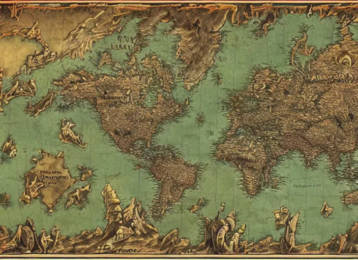 Image similar to dramatic map over fantasy world