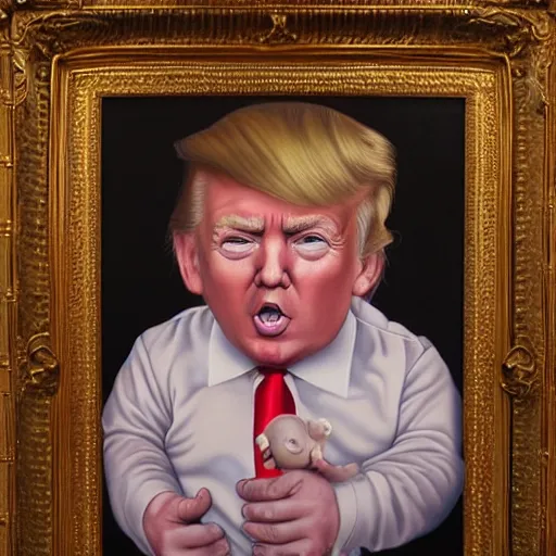 Image similar to a portrait of donald trump as a baby by mark ryden