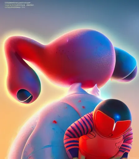 Image similar to Big Hero 6 by Alex Pardee and Nekro and Petros Afshar, and James McDermott,unstirred paint, vivid color, cgsociety 4K