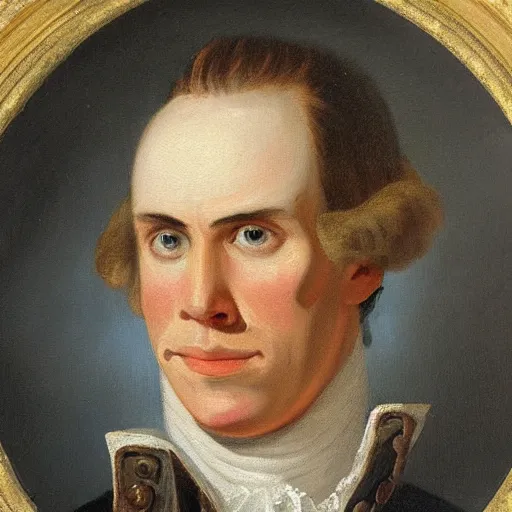 Image similar to An 18th century oil painting of Jerma985, portrait of Jerma985, grainy, realistic, very realistic, hyperrealistic, highly detailed, very detailed, extremely detailed, very neat, very epic, very cool, detailed, trending on artstation