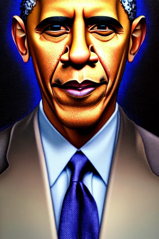 Image similar to hyperrealistic mixed media painting of barack obama as a muppet, stunning 3d render inspired art by P. Craig Russell and Barry Windsor-Smith + perfect facial symmetry + dim volumetric lighting, 8k octane beautifully detailed render, post-processing, extremely hyperdetailed, intricate, epic composition, grim yet sparkling atmosphere, cinematic lighting + masterpiece, trending on artstation, very very detailed, masterpiece, stunning