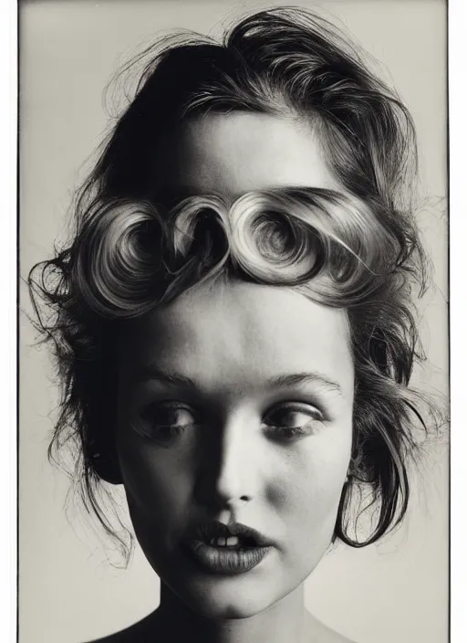 Image similar to half - length portrait of cute model, fine art portrait photography by richard avedon