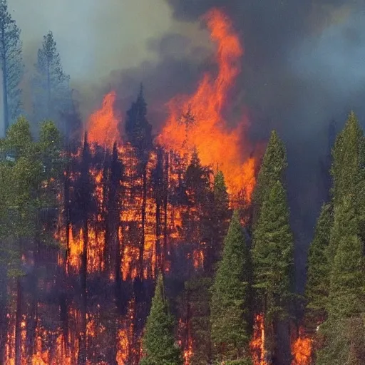 Image similar to a beautiful photo of a 2015 Mcdonalds building engulfed in a forest fire