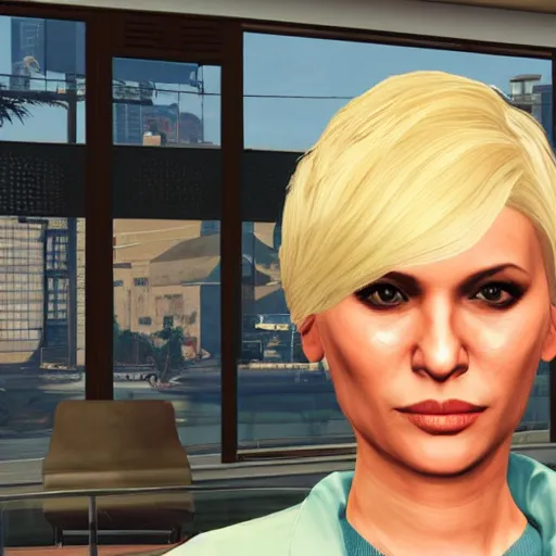 Prompt: a blonde woman with short hair in gta v