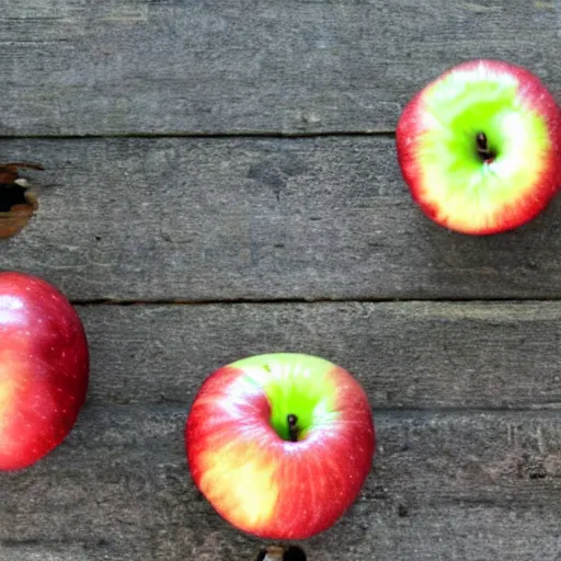 Prompt: apples with teeth eating tiny people