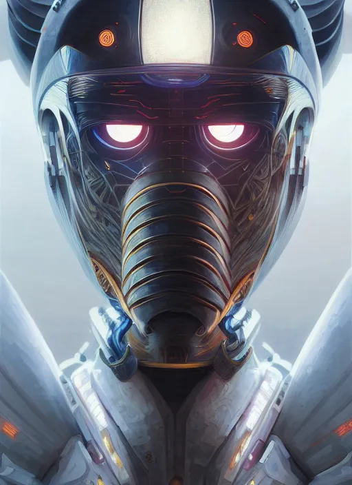 Image similar to Symmetry!! portrait of a japanese warrior, sci-fi armour, tech wear, glowing lights!! sci-fi, intricate, elegant, highly detailed, digital painting, artstation, concept art, smooth, sharp focus, illustration, art by artgerm and greg rutkowski and alphonse mucha