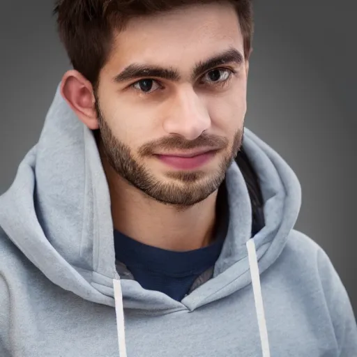 Prompt: handsome software engineer wearing a hoodie, 4k