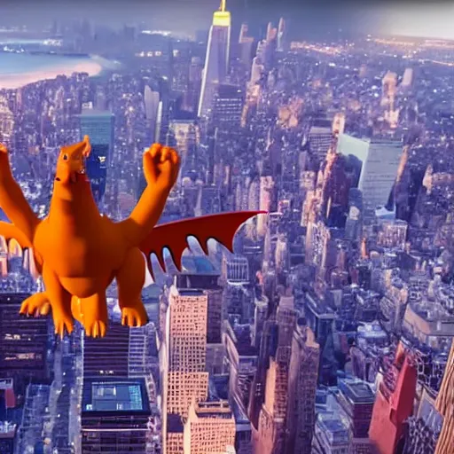 Image similar to charizard flying above new york, claymation, 8 k, hyperdetalied, cgsociety