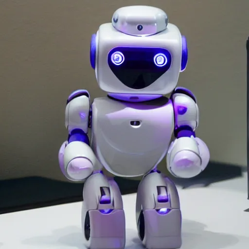 Image similar to <photograph robot='friendly adorable' robot-origin='futuristic robot store'>Cute Robot Shows You It's Favorite Toy</photograph>